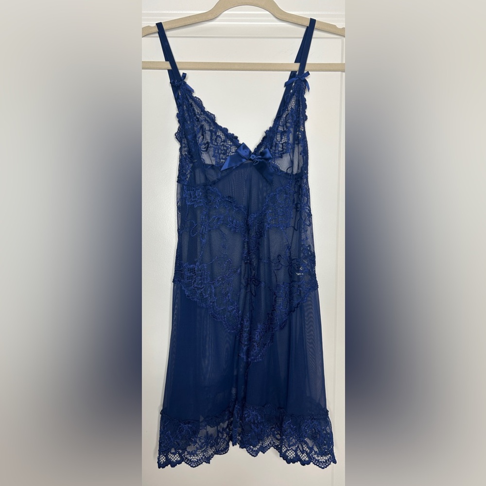 Oh La La Cheri Blue Lace Babydoll Nightgown
